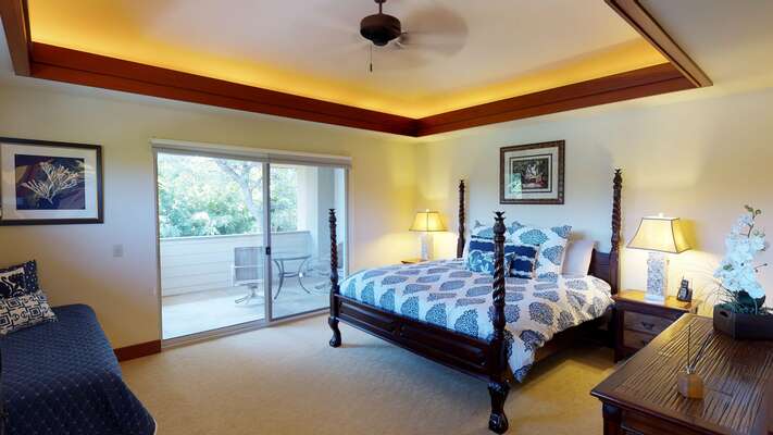 Bedroom with Private Lanai, Large Bed and Ceiling Fan