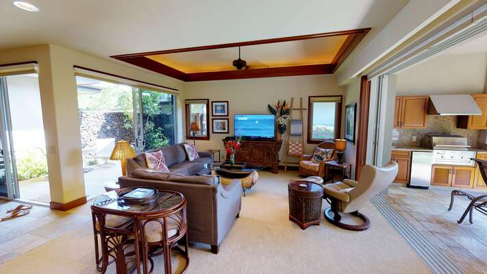 Mauna Lani Villages 304 Living Area with Access to Lanai