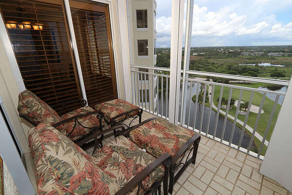 Lounge on the screened in patio and enjoy the view