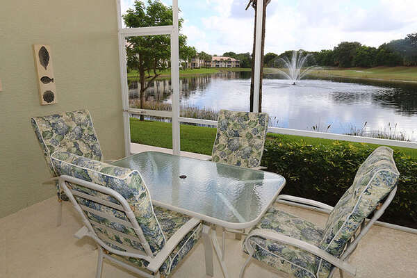 Enjoy every meal with a view with this patio dining table