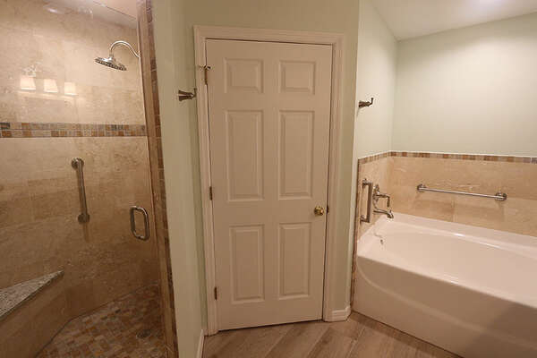 Master Bathroom with soaking tub,  walk in shower and double sinks