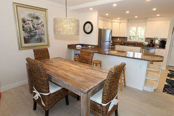 Plenty of room around this dining table for the family to dine and talk!