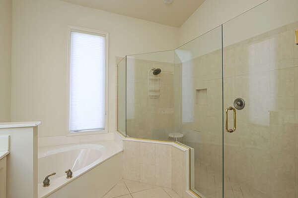 Master Bathroom Soaker Tub and Walk-in Shower