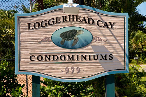 Loggerhead Cay signage, photo taken prior to Ian