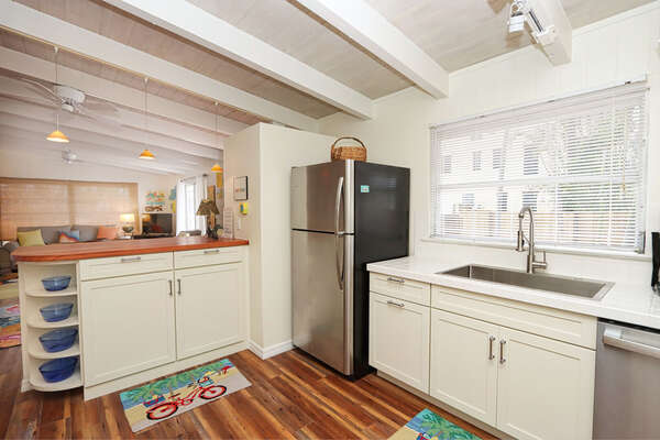 Kitchen with stainless steel appliances