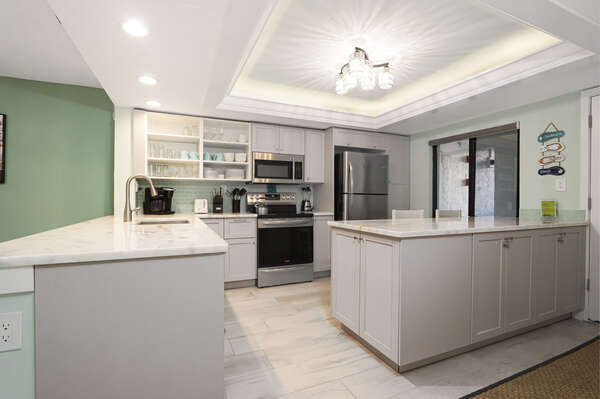 Kitchen with stainless steel appliances