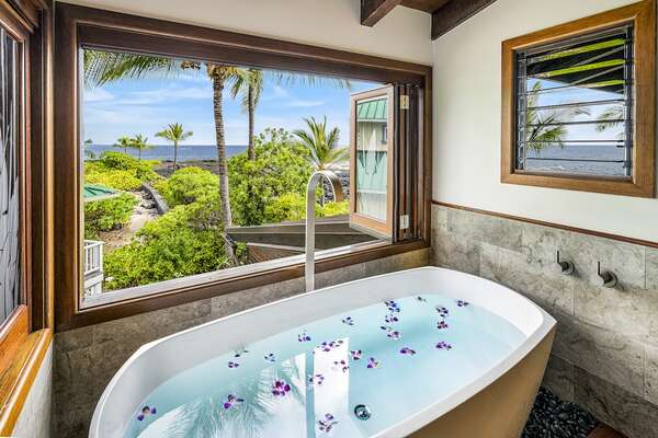 Soaking Tub by the Window with Ocean View