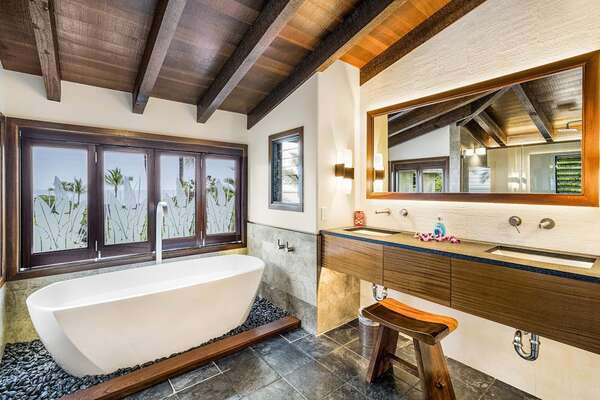 Bathroom with Double Sinks and Soaking Tub