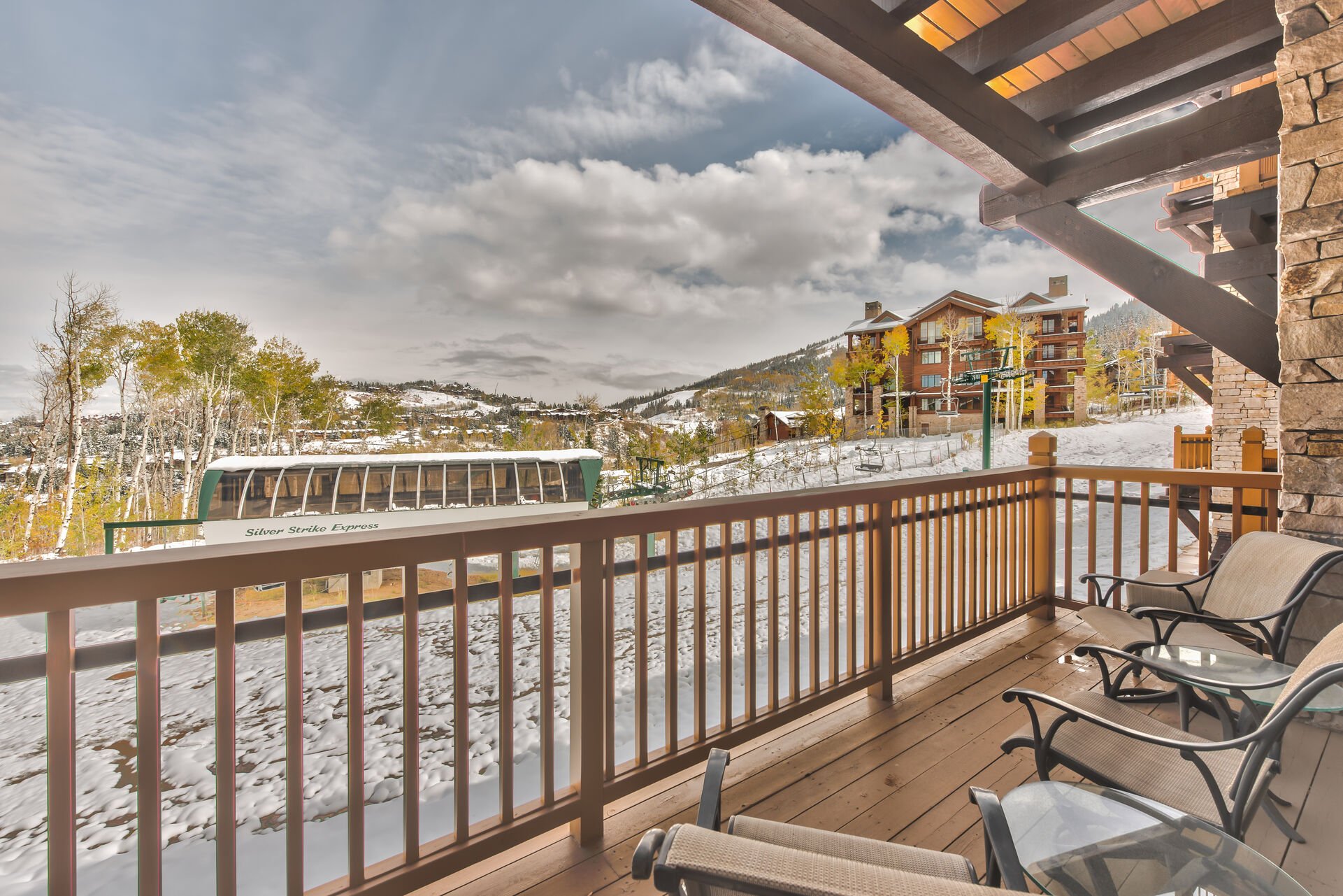 Private Deck Overlooking Silver Buck Run and Silver Strike Express Chair Lift