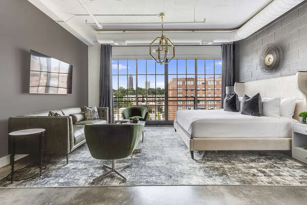 Living/Sleeping area of this Ponce City Flat.