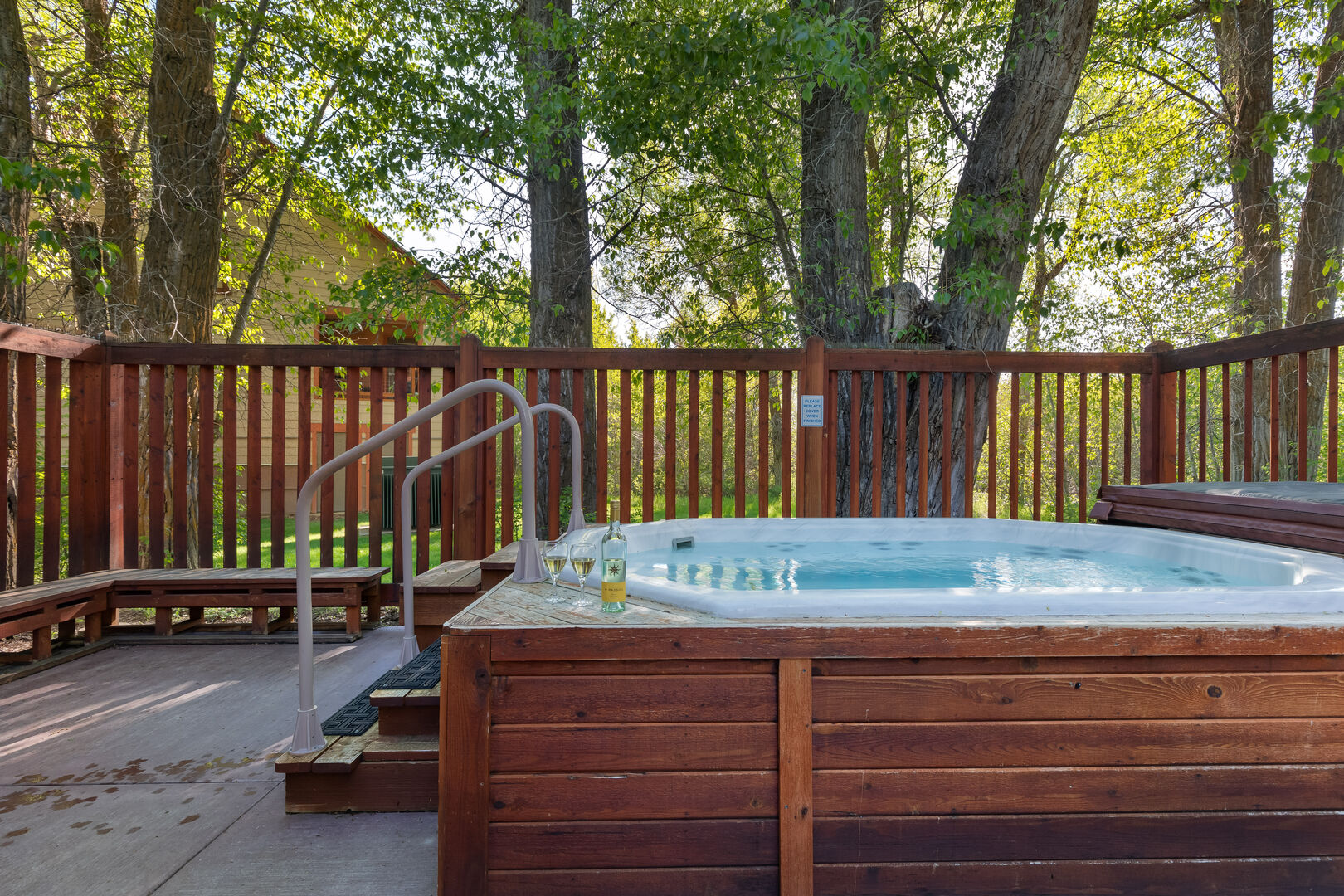 Teton Serenity - two 8-person shared community hot tubs behind the fitness center