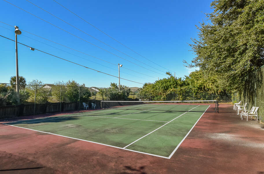 Tennis courts with blue sky
