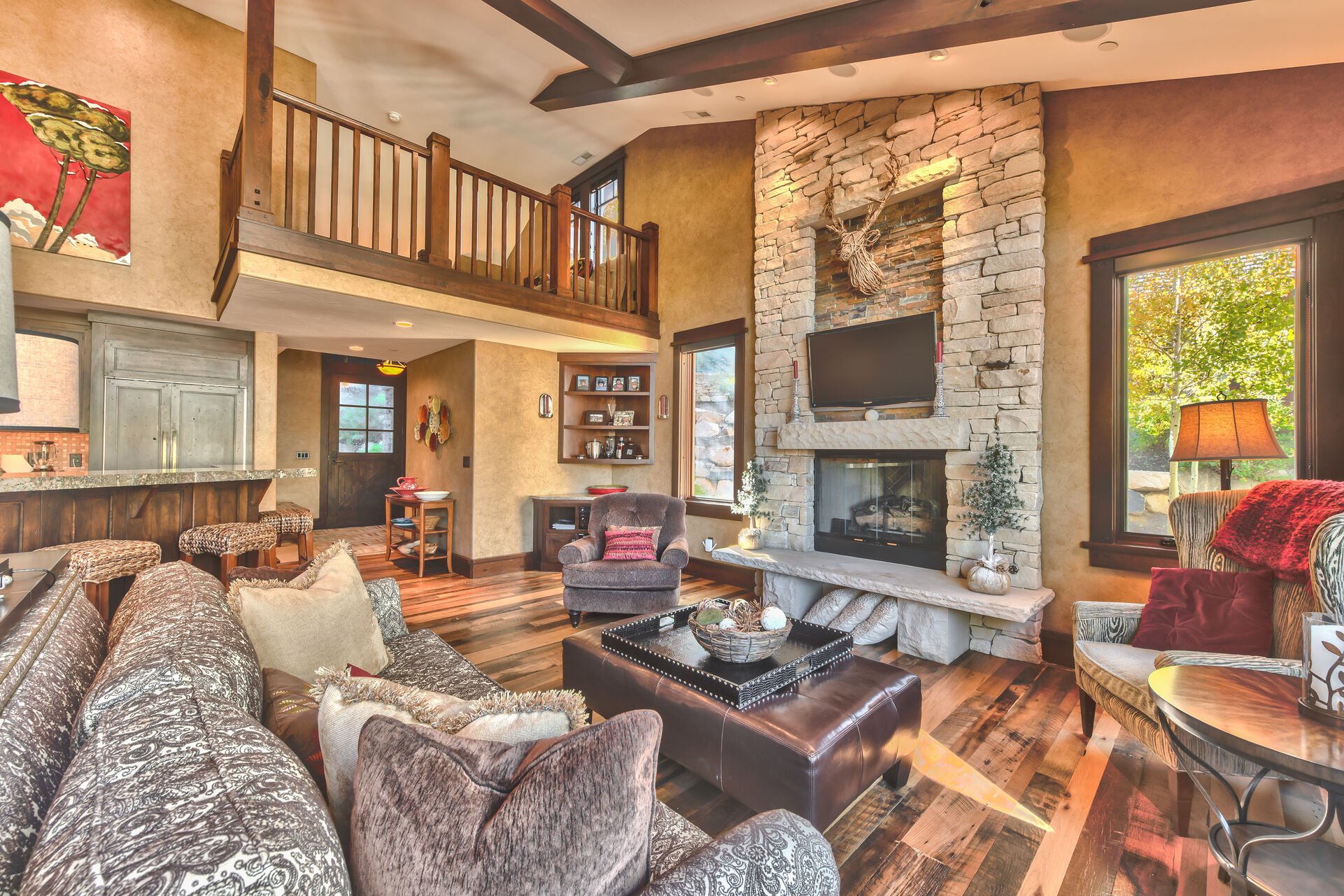 Living Room with Comfortable Furnishings, a Gas Fireplace and 40