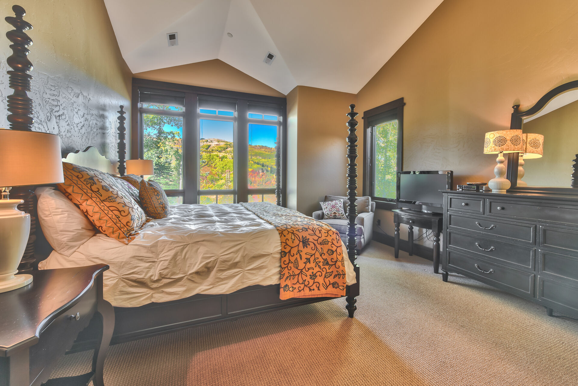 Grand Master Bedroom with King Bed and Ski Resort Views