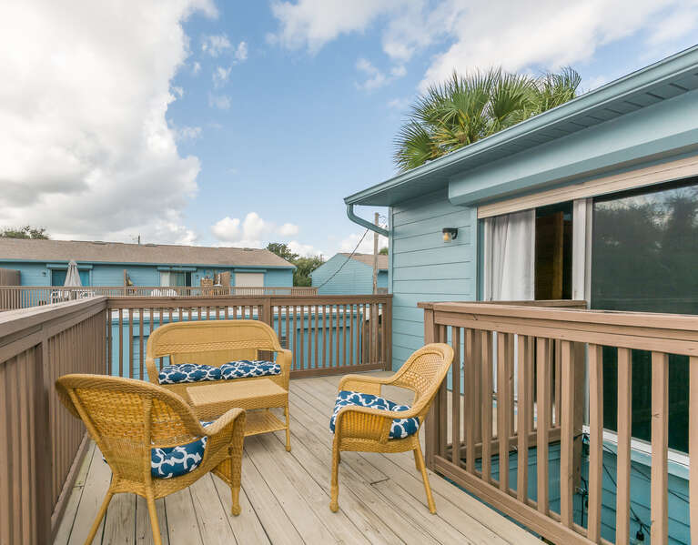 Enjoy the sunshine and fresh air on the balcony with seating for 4.