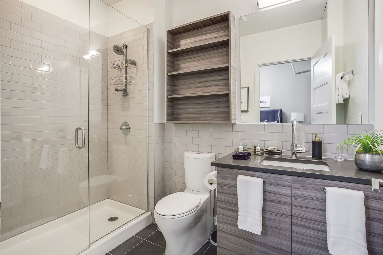 Master Bathroom Features a Walk-In Shower