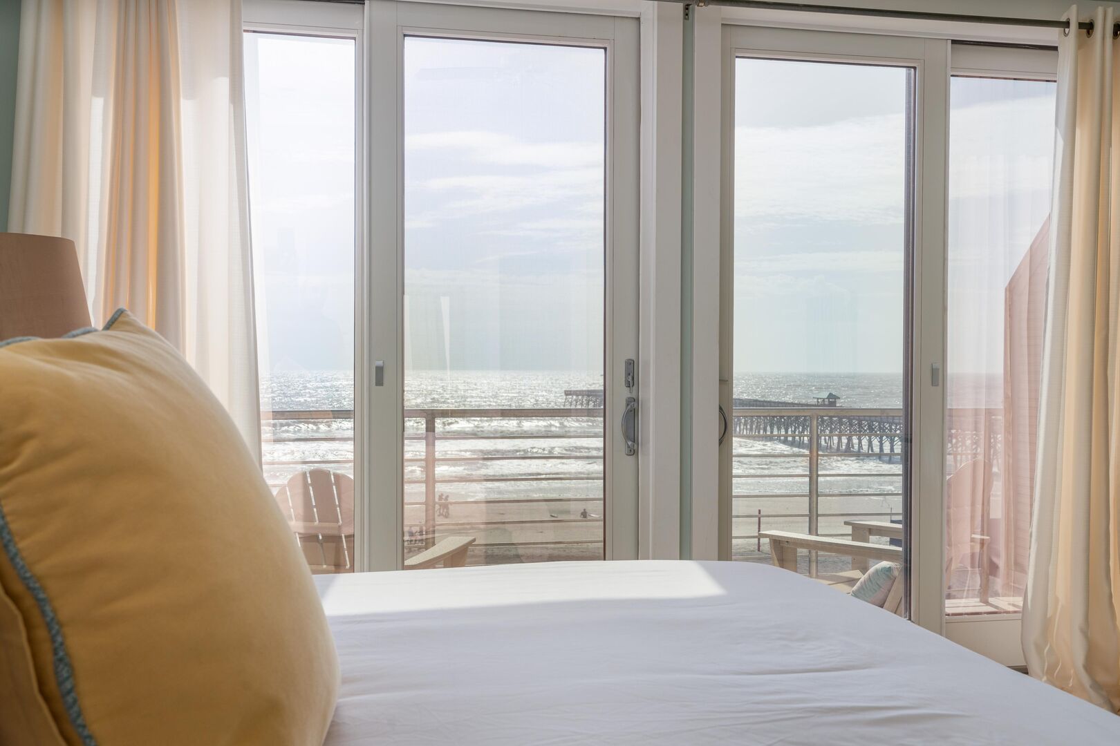 Master bedroom 3 ensuite with balcony and stunning views of the ocean and pier