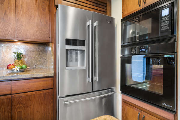 Refrigerator, Oven, and Microwave in the Kitchen