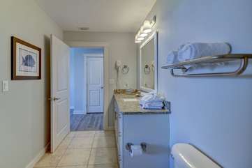 Guest bathroom with granite counter tops