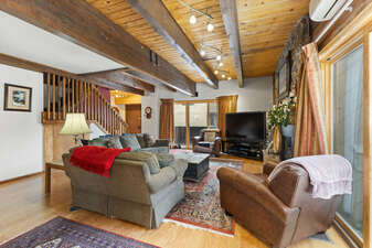 Wood beams, tongue and groove ceilings