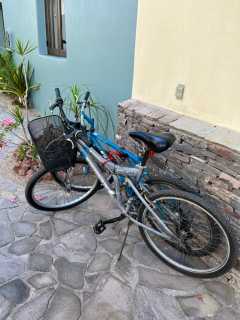 Two fair condition bikes for local use with lock and basket for small grocery shops