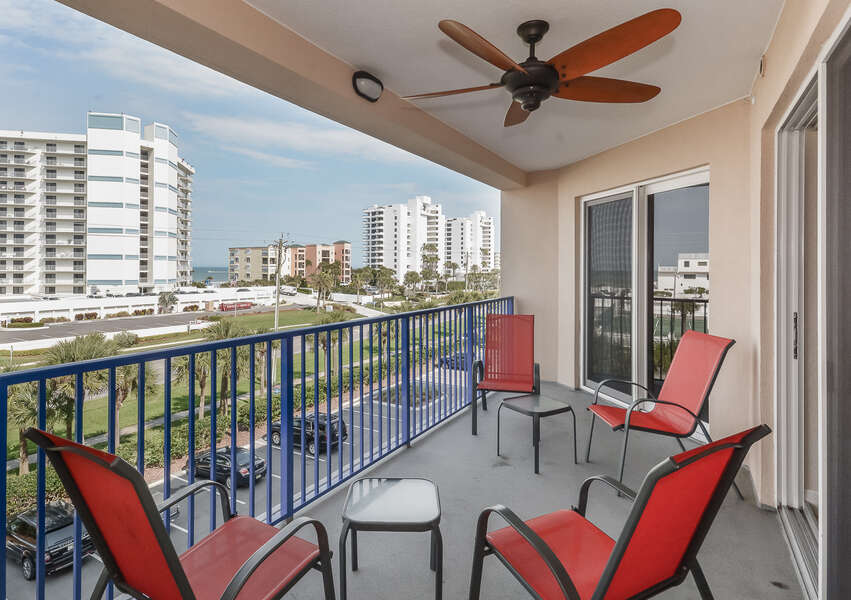 Balcony of this New Smyrna Beach condo rental