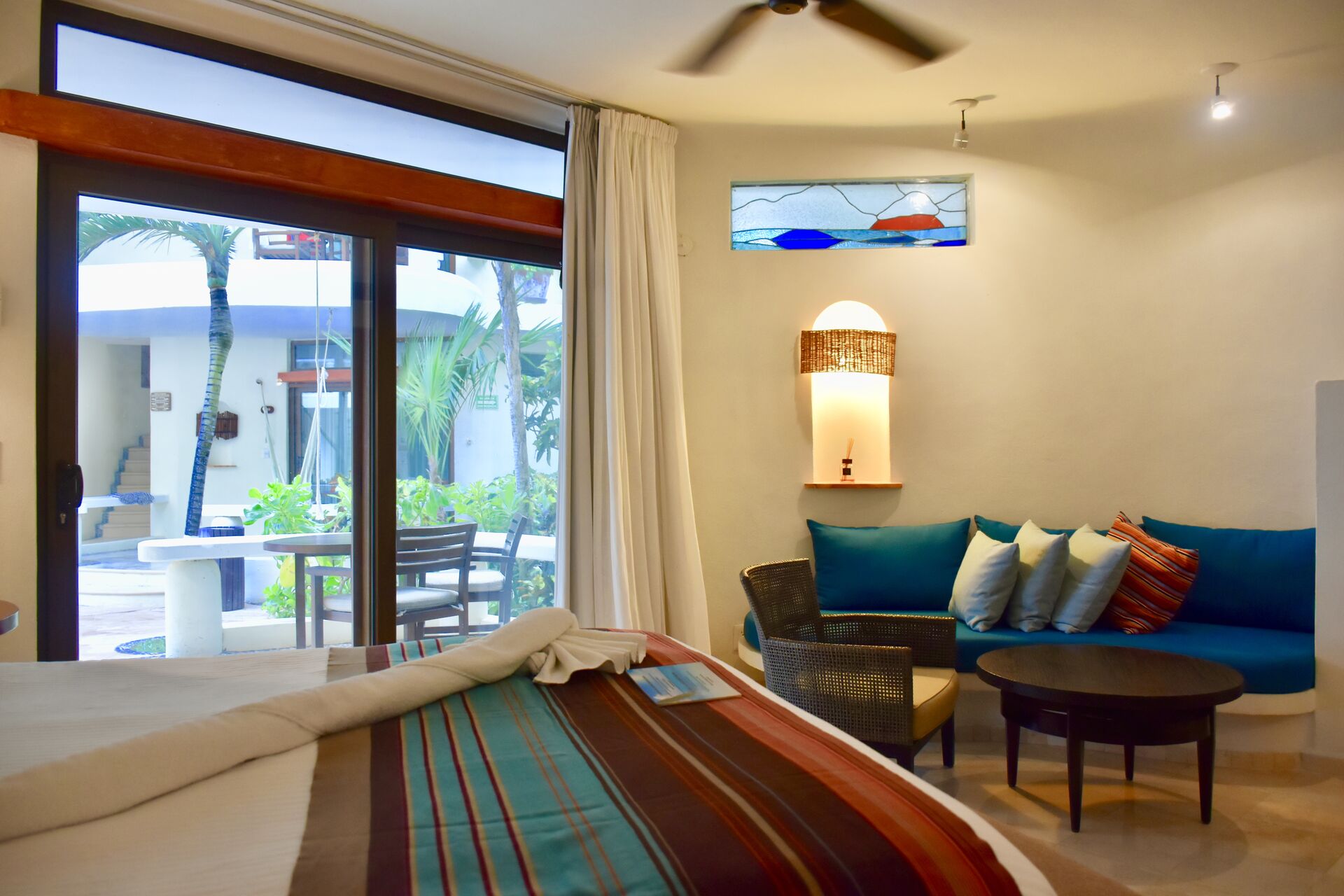 Fully furnished ocean view room.