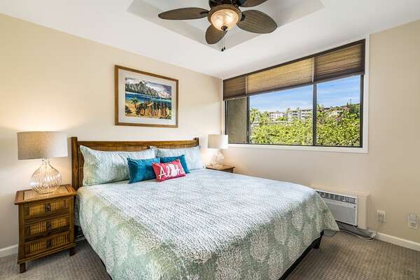Bedroom 2 with Views of Outside at Kona Hawaii Vacation Rentals