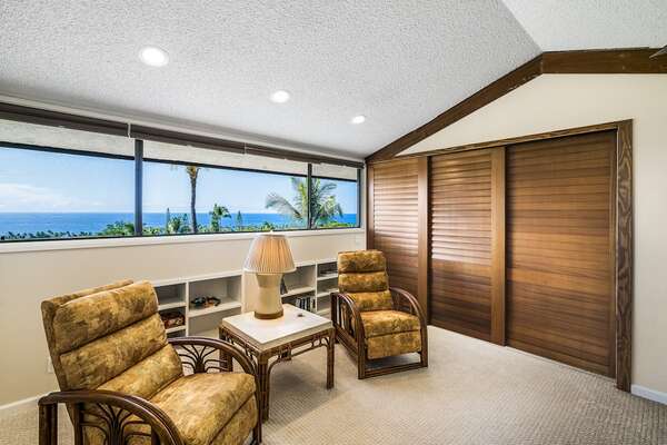 Bedroom 3 Sitting area with Closet and Panoramic Window Overlooking the Ocean