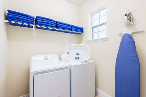 The home is equipped with a washer and dryer