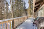 The deck is a great place to hang out in any season. The views of the mountains and forest are breath-taking. There is a seasonal creek in the summer and spring.