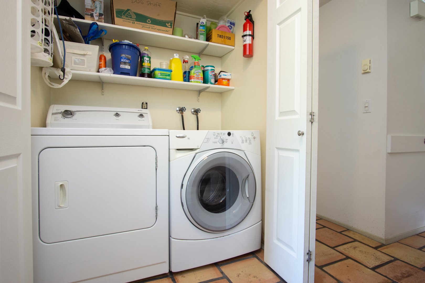 Full Size Washer and Dryer in the Laundry Closet on the lower level