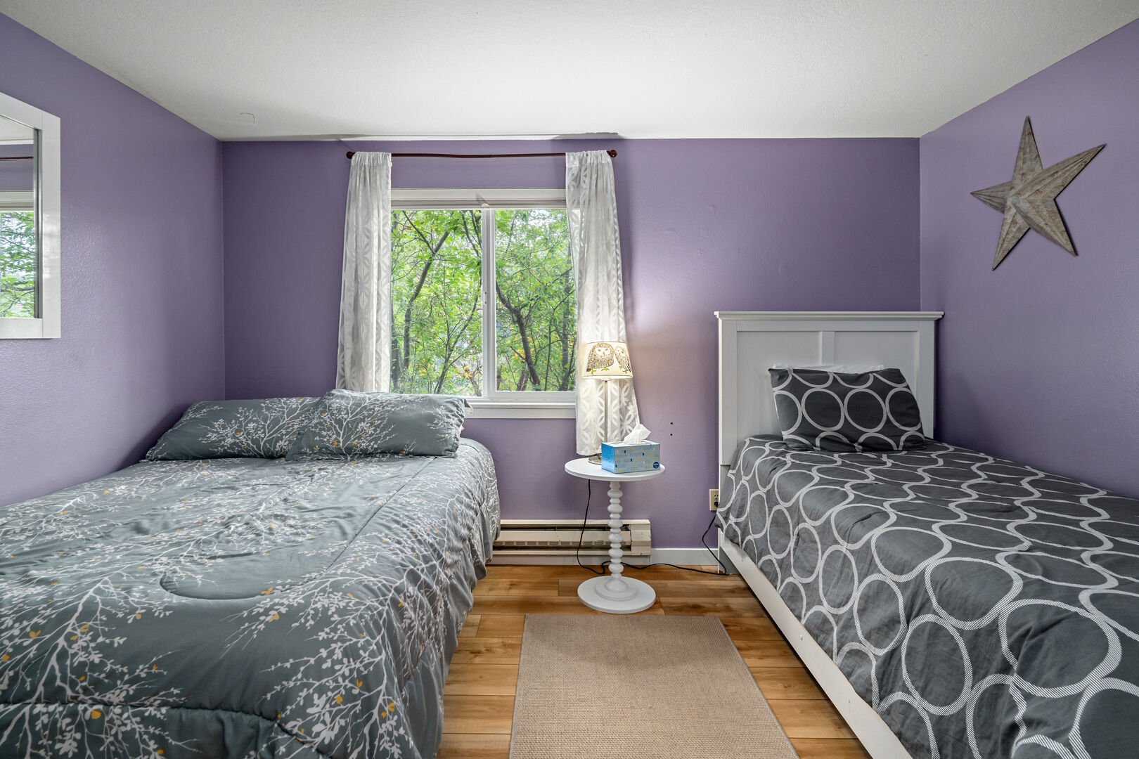 Cozy Purple and Gray Decor in Bedroom 3