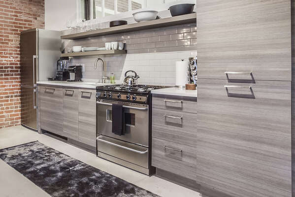 Cozy Kitchen with Fridge and Oven in Sears Loft