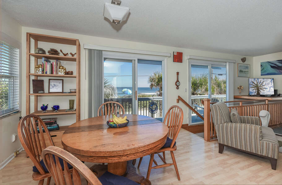 Dining area with ocean view.