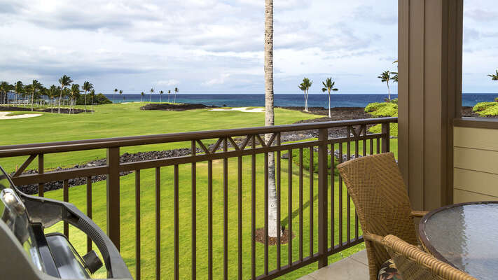 Ocean views from the lanai of this Kona Hawaii vacation rental.