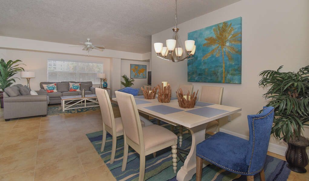 Dining table in our condo for rent in New Smyrna Beach FL