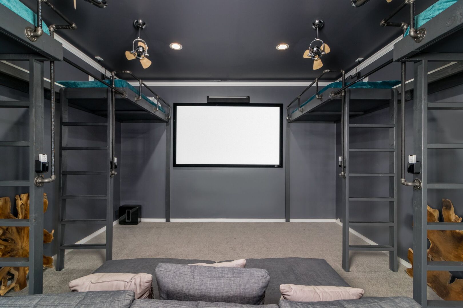 6 Twin Raised Beds Theater Room