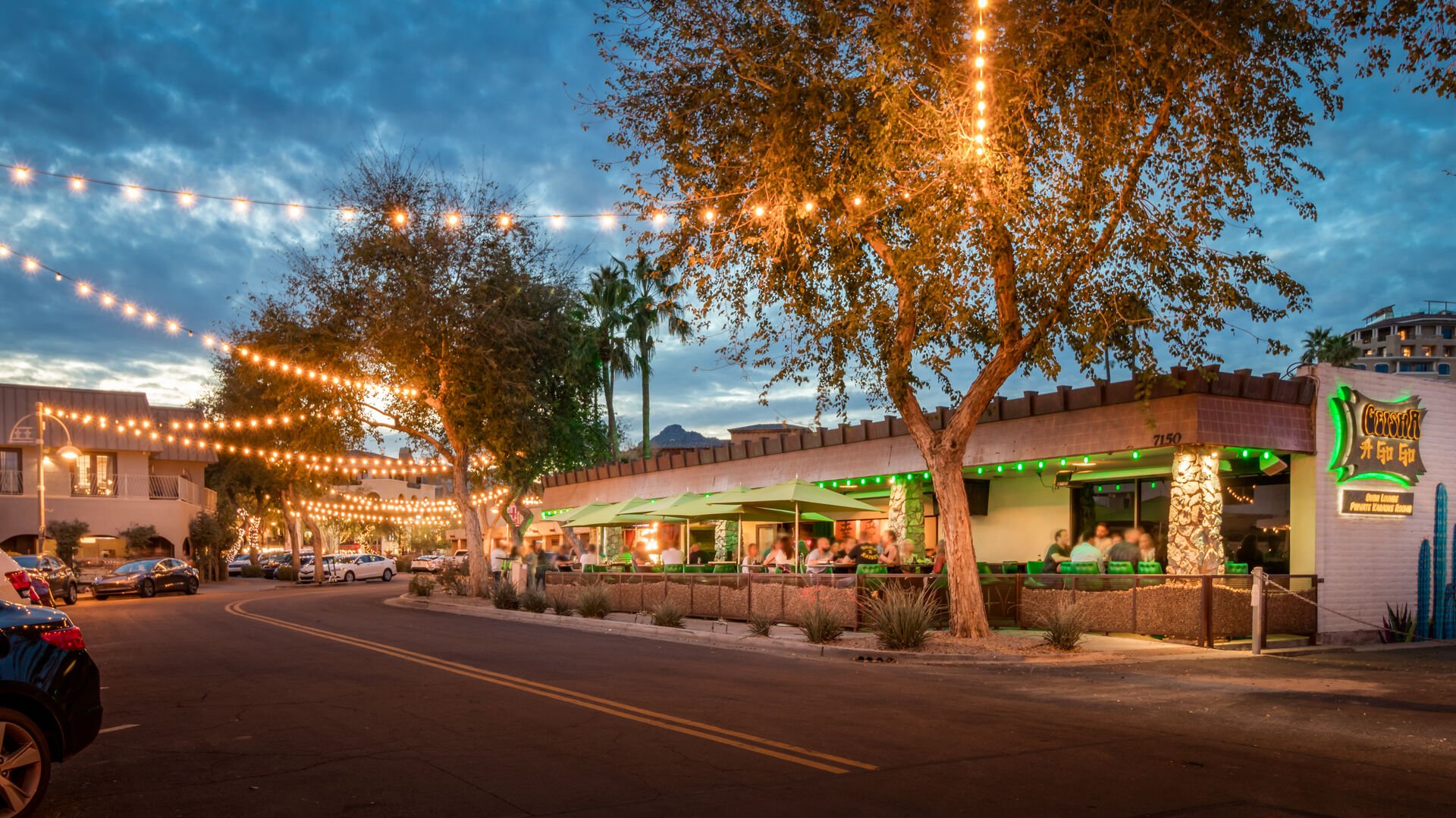 Image of Restaurants On Street Across from Luxury Vacation Rental in Scottsdale.