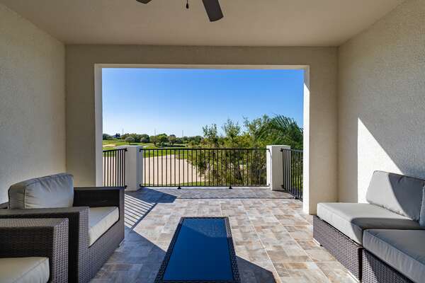 Enjoy views from the patio, 2nd and 3rd floor balconies of the golf course and Reunion Grande