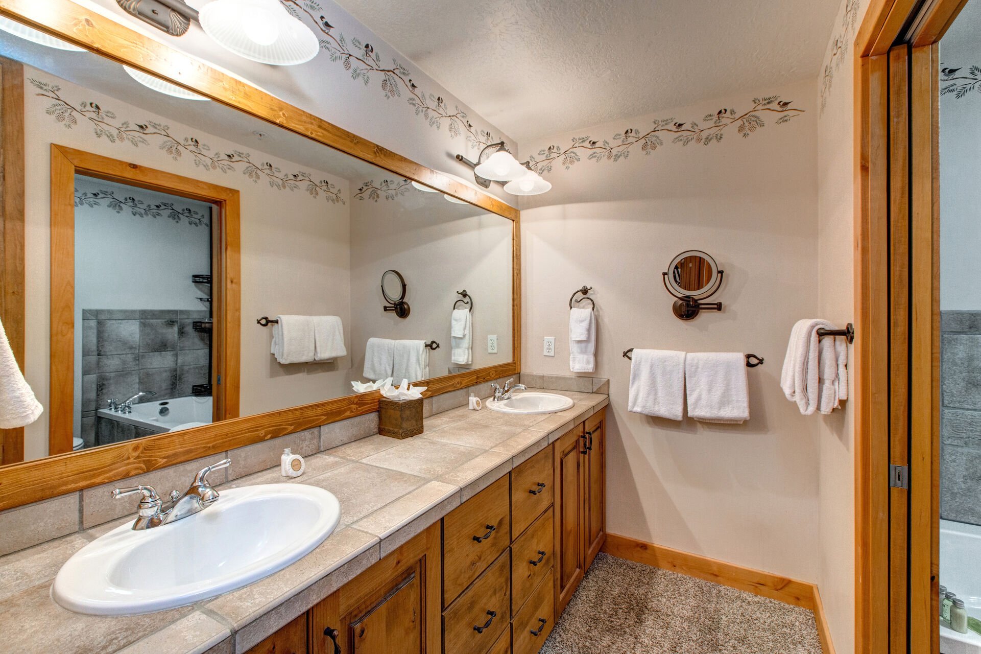 Master Bath with Two Sinks and Separate Tub and Shower
