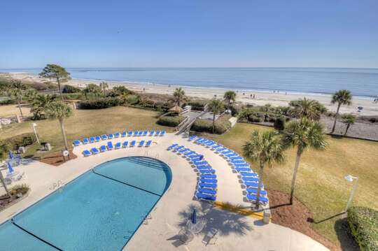 Aerial view of the pool area at The Beach Club at St. Simons