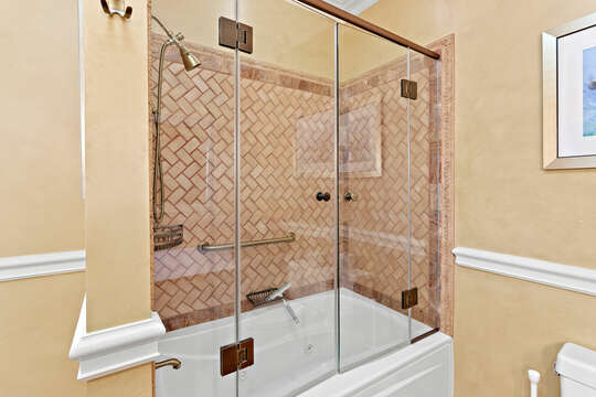 Tub with glassed-in shower