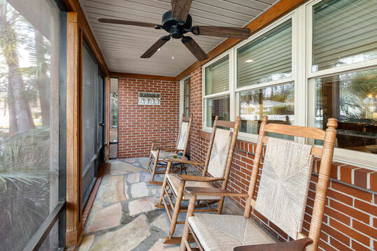 Screened-in front porch