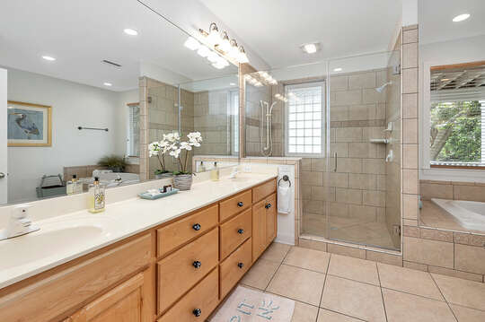 Large Master Bathroom with walk-in shower and garden tub