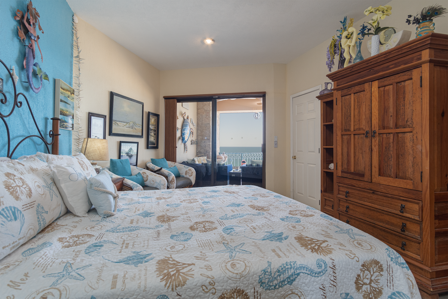 The main bedroom opens onto the patio.