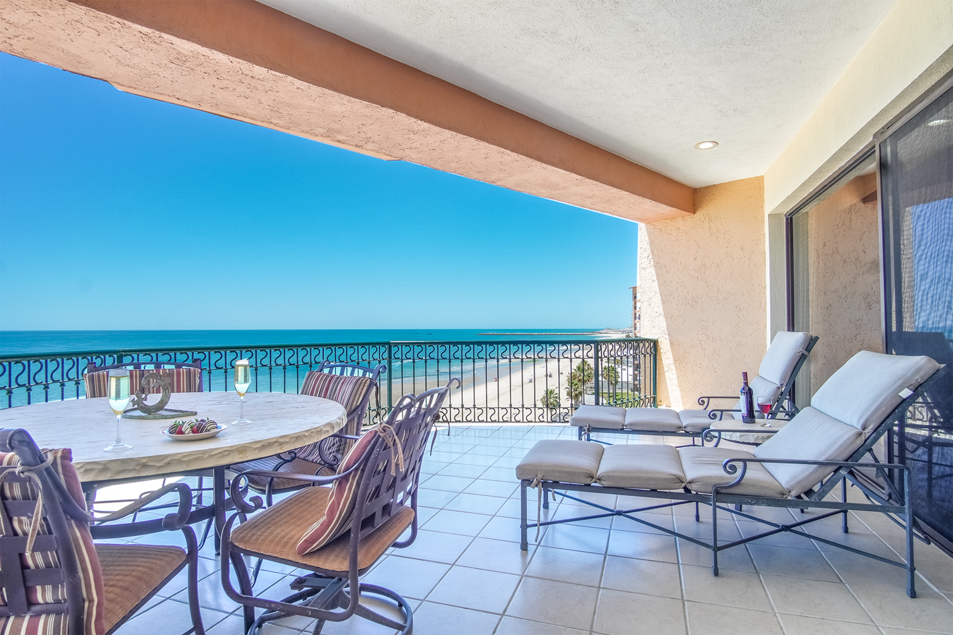 Spacious patio with lots of seating options.