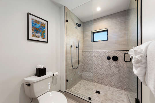 Main level master bathroom with walk in shower