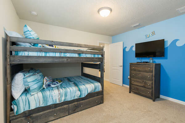 The kids will love having their own bedroom with a full/full bunkbed