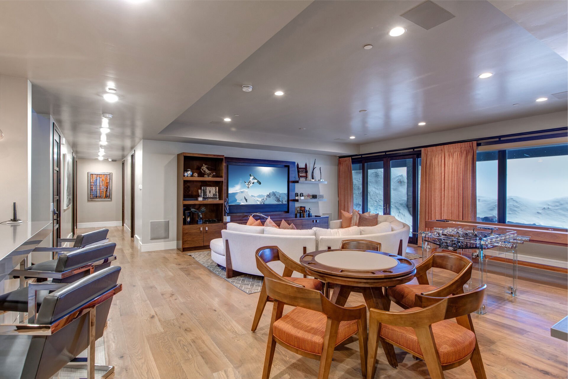 Great Gathering and Entertaining Space with Beautiful Radiant Heat Hardwood Flooring